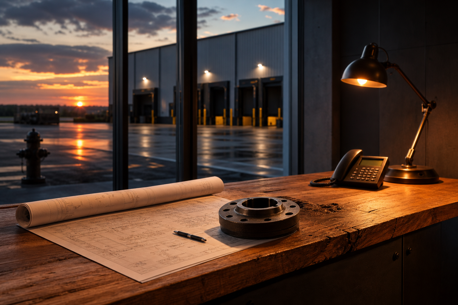 Sales desk overlooking the plant yard